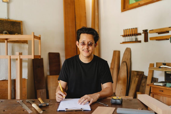 creative man working in his carpentry workshop