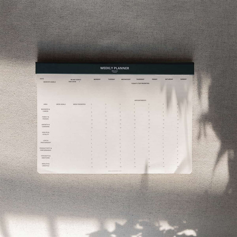 OCCO London weekly planner with shadows